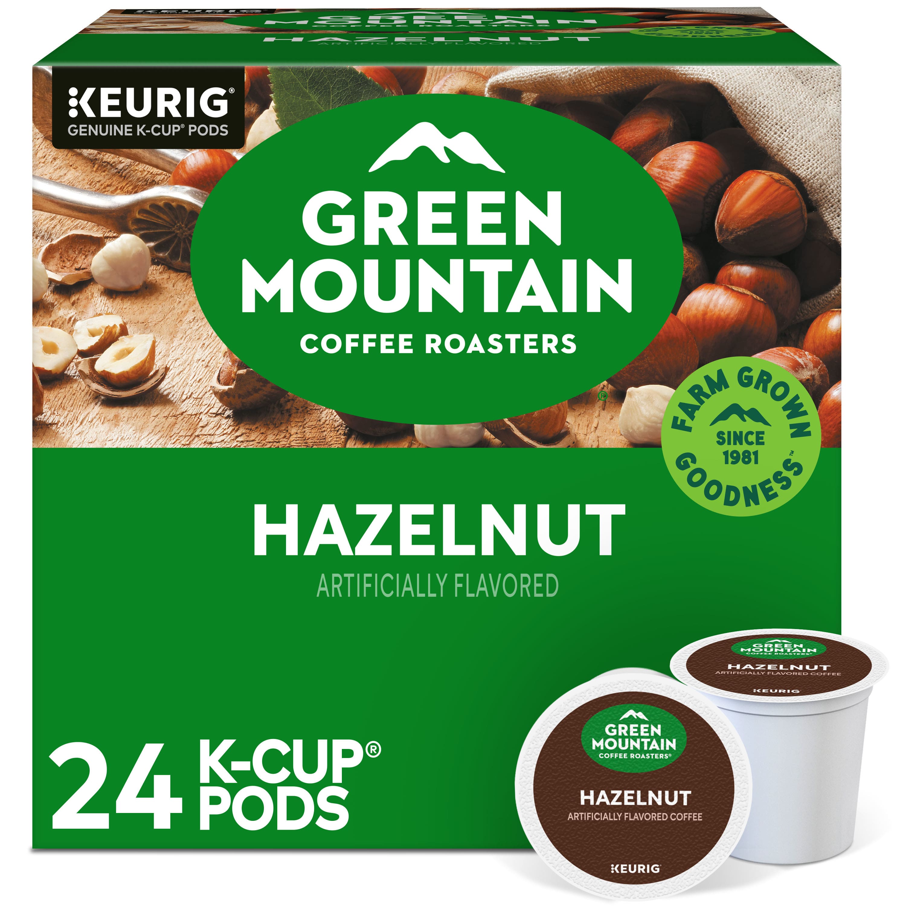 Green Mountain Coffee - Hazelnut Coffee Keurig K-Cup Pods, Light Roast, 24/Box