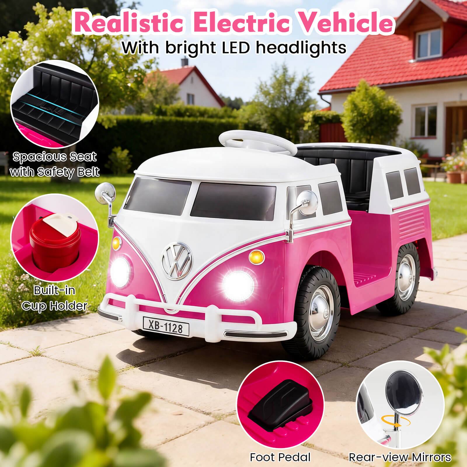 Realistic Electric Vehicle  
With bright LED headlights  
Spacious Seat with Safety Belt  
Built-in Cup Holder  
Foot Pedal  
Rear-view Mirrors  
XB-1128