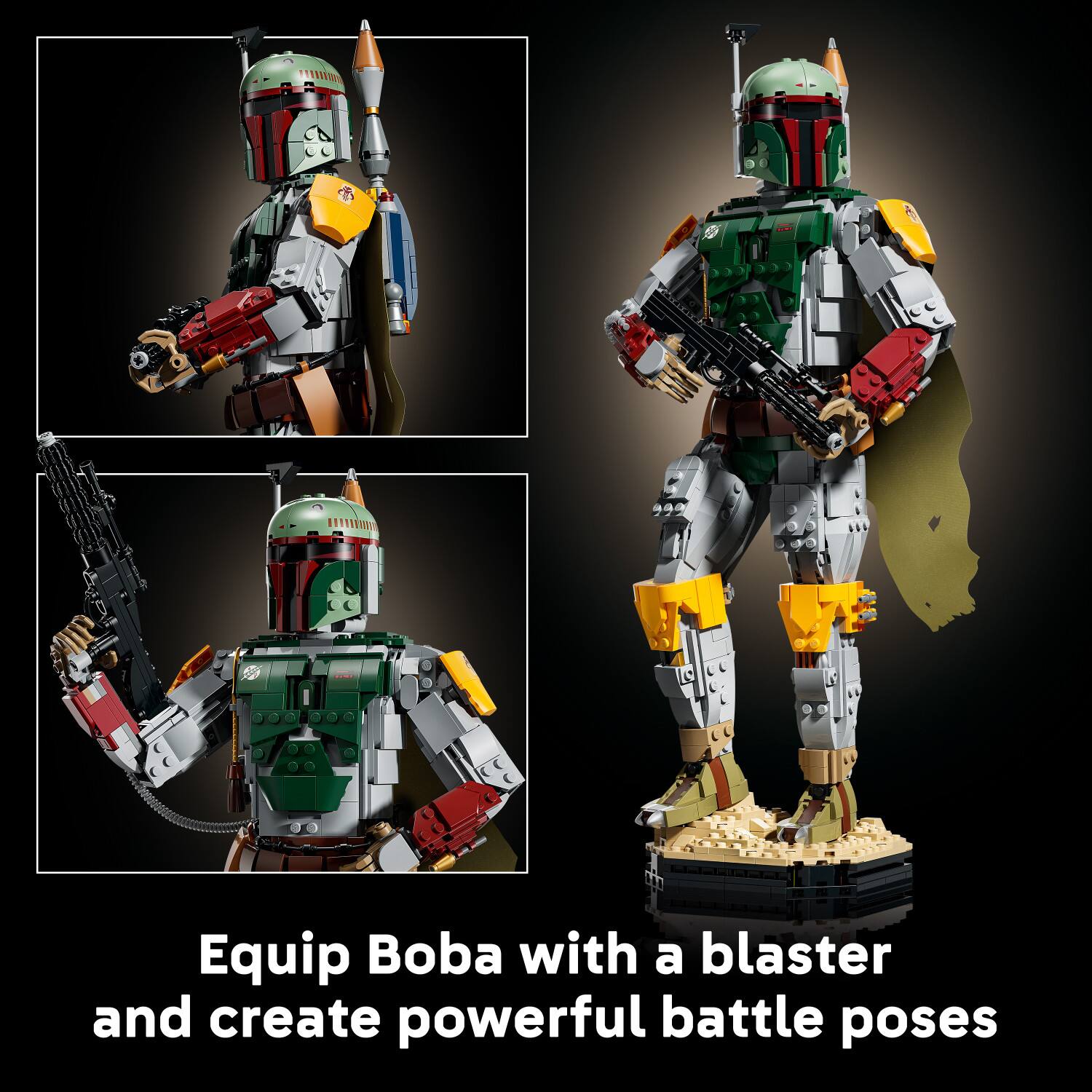 Equip Boba with a blaster and create powerful battle poses