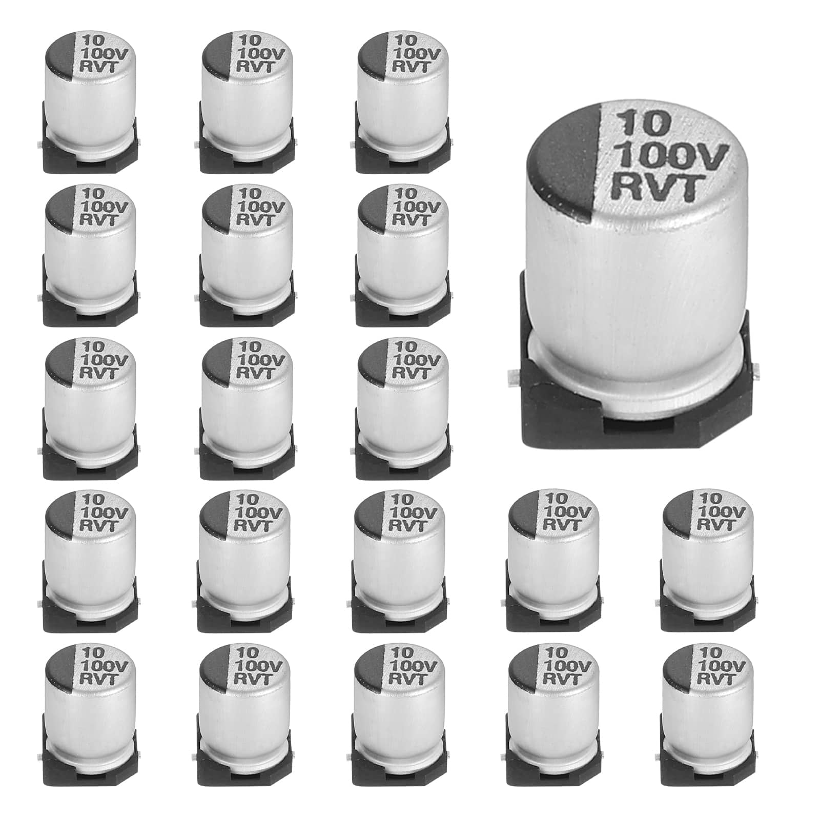 Unique Bargains - 10uF 100V SMD Aluminum Electrolytic Capacitor, Low Impedance, 6.3x7.7mm, 20pcs, for TV/Computer/DIY - Silver price history on PriceWatchPro