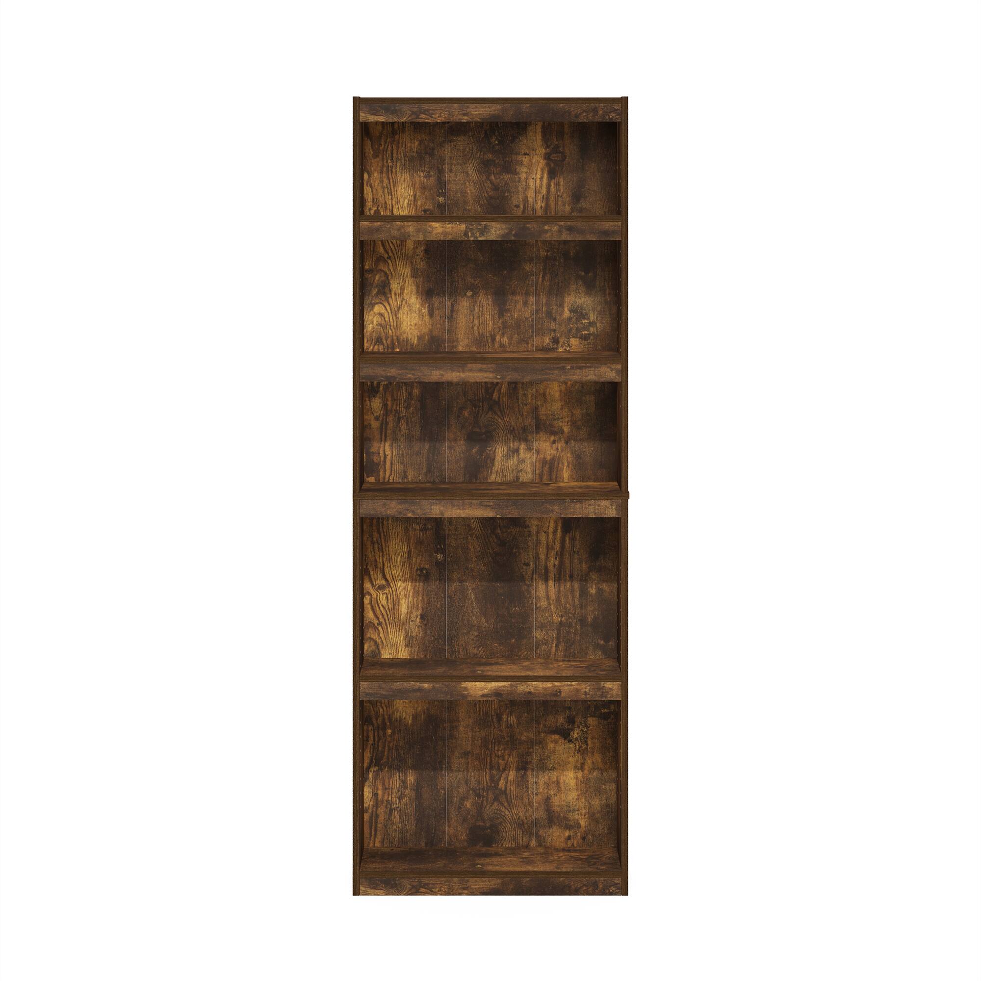 Alt View 7. Furinno - JAYA Book Shelf, 5-Tier Bookshelf, Bookcase, with Adjustable Shelves, 9.5 x 24.5 x 71.1, for Home Office, Living Room - Amber Oak.