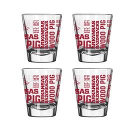 Logo Brands - Arkansas Razorbacks 4-Pack 2oz. Shot Glass Set - Multicolor