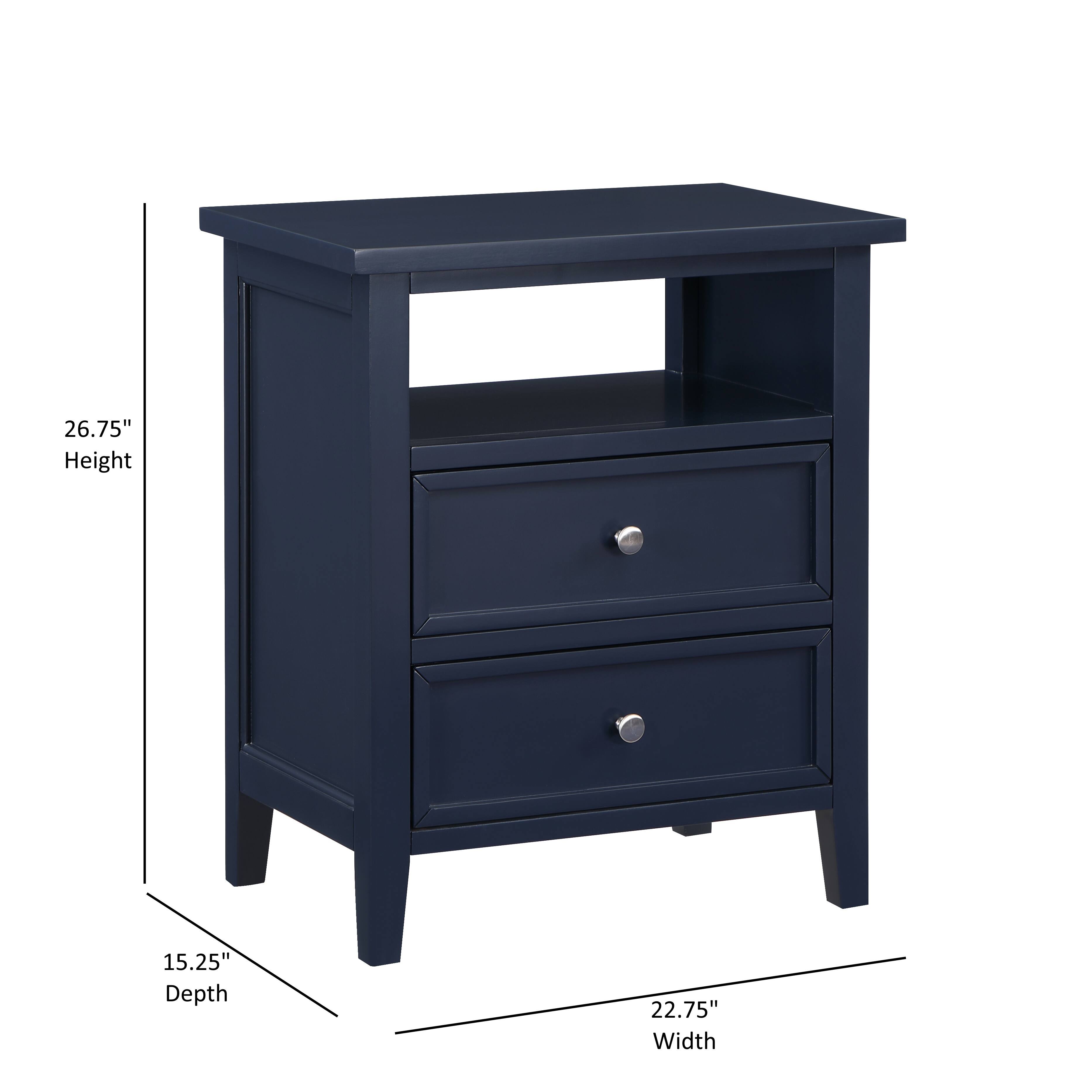Left. Spaco - Spaco 2 Drawer Nightstand, Midnight, Storage Cabinet for Bedroom - Dark Blue.