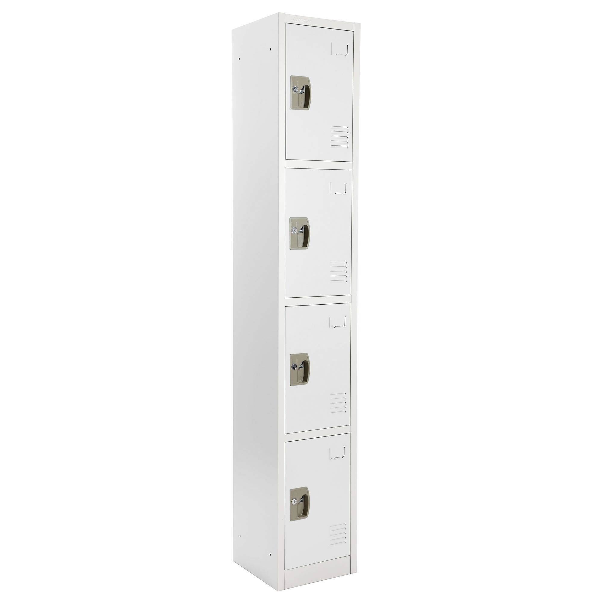 Angle. AdirOffice - Storage Locker 629-Series 72" H 4-Tier Steel Key Lock 4-Shelf Locker with Key Lock - White.