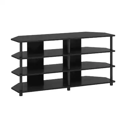 Front. FurniFact - Corner TV Stand for 55-Inch TVs in Blackwood and Black Finish with Easy Assembly - Gold.