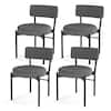 Front. Costway - Dining Chair Set of 4 with Curved Backrest Padded Seat & Metal Legs for Dining Room - Gray.