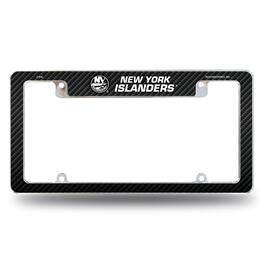 Rico Industries - New York Islanders NHL Chrome Metal License Plate Frame with Carbon Fiber Design - Multi