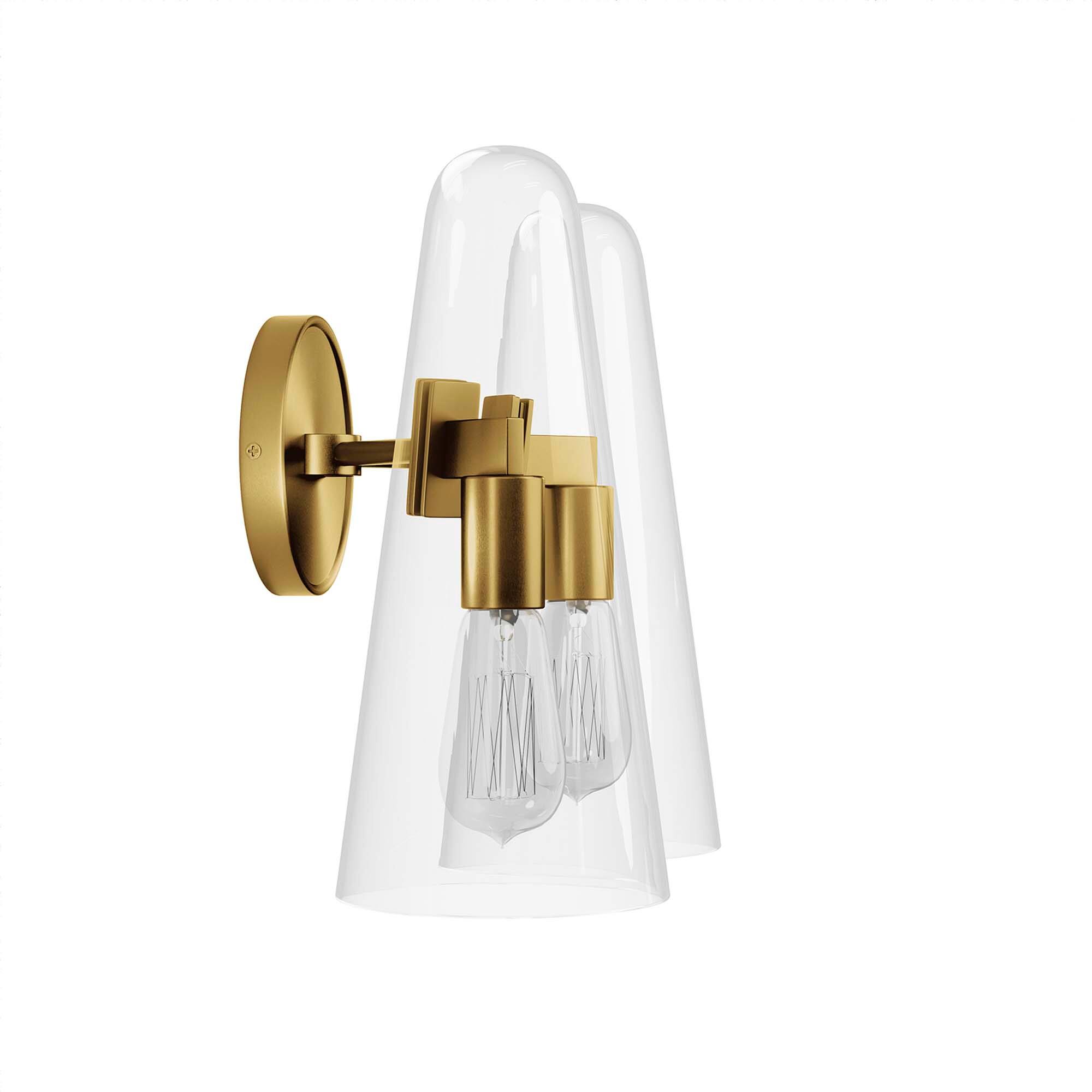 Alt View 2. Modway - Beacon 2-Light Wall Sconce by Modway - Clear Satin Brass.