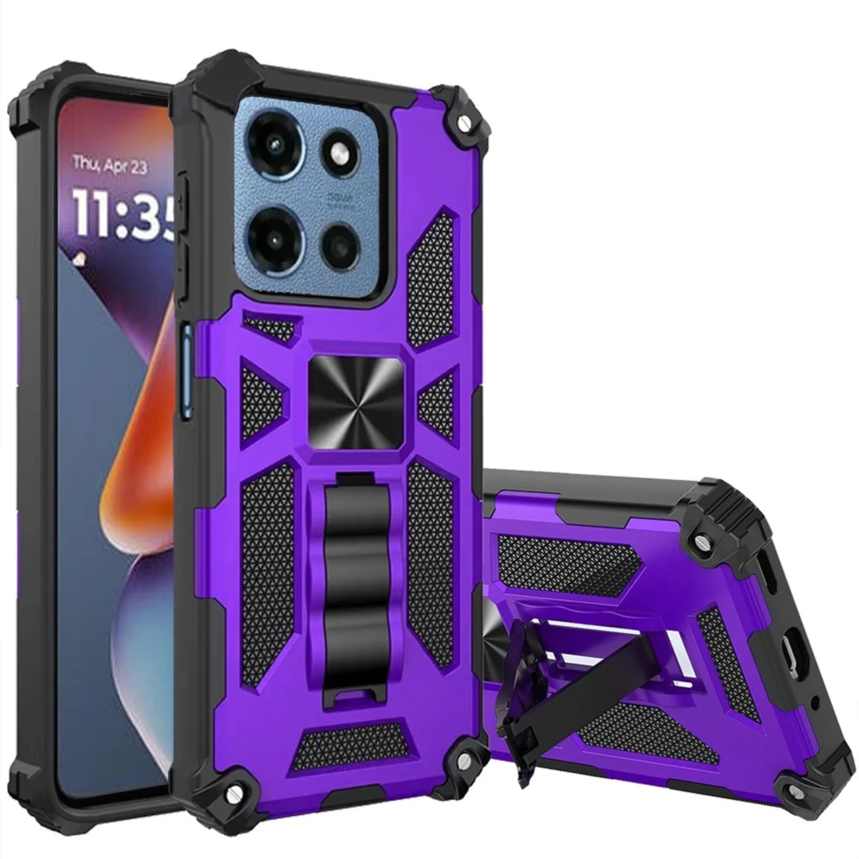 Kitcheniva - Heavy Duty Shockproof Case With Kickstand And Tempered Glass For Moto G 2026 - Purple price history on PriceWatchPro
