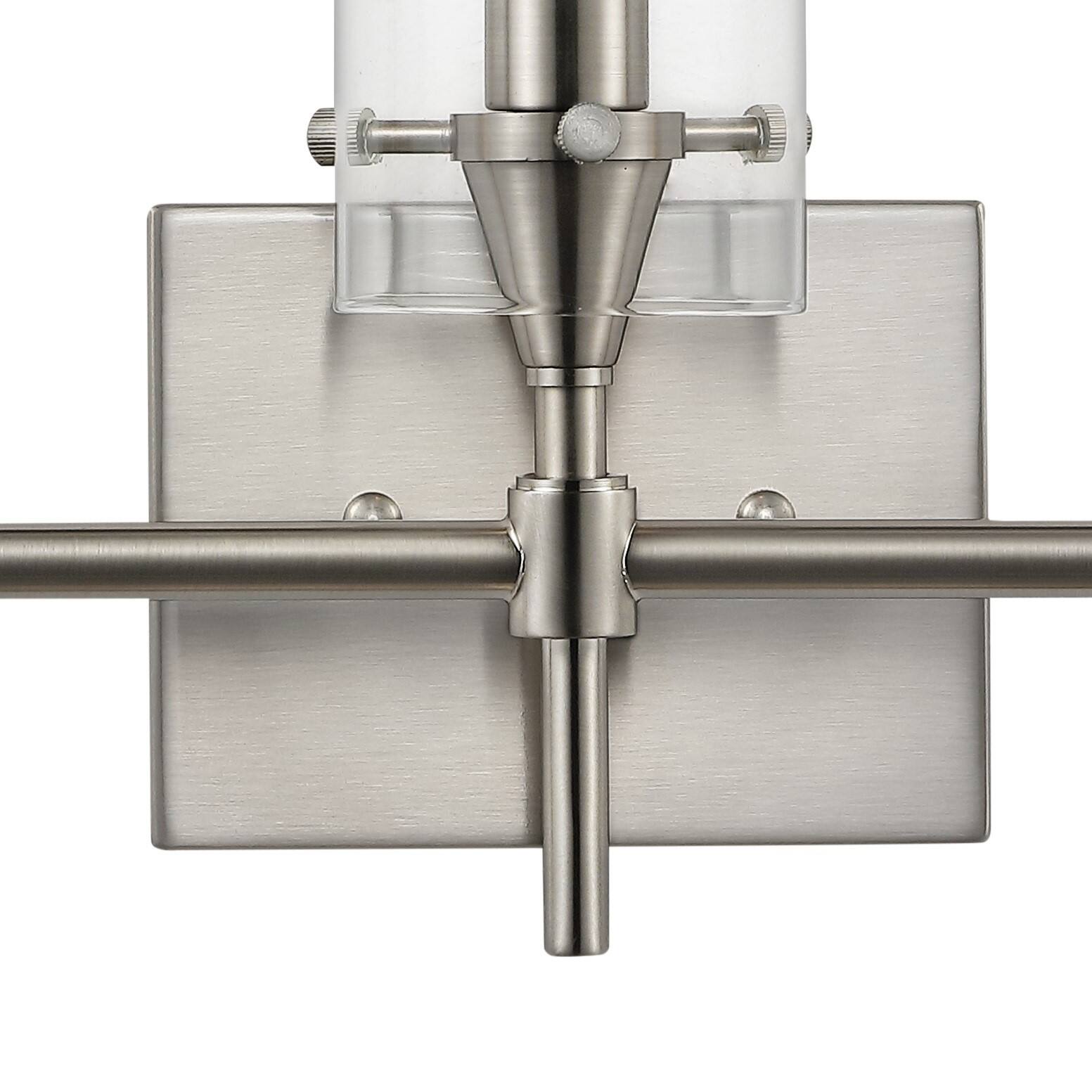 Alt View 5. Jonathan Y - Cato 21.25" 3-Light Modern Minimalist Iron/Glass LED Vanity, Nickel/Clear - Nickel.