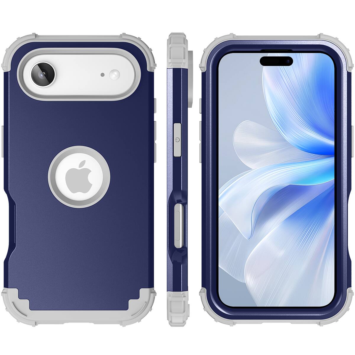 Alt View 3. Dteck - Rugged Case for Apple iPhone Air,Shockproof Soft Silicone Bumper Hard PC Back Cover,3-Layers Protective Shell - Darkblue.