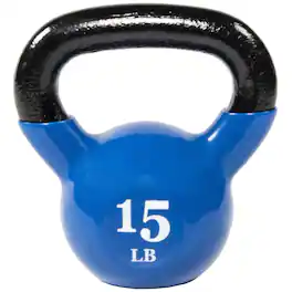 Fitvids - 15 lb Vinyl-Coated Kettlebell With Handle for Strength Training - Blue
