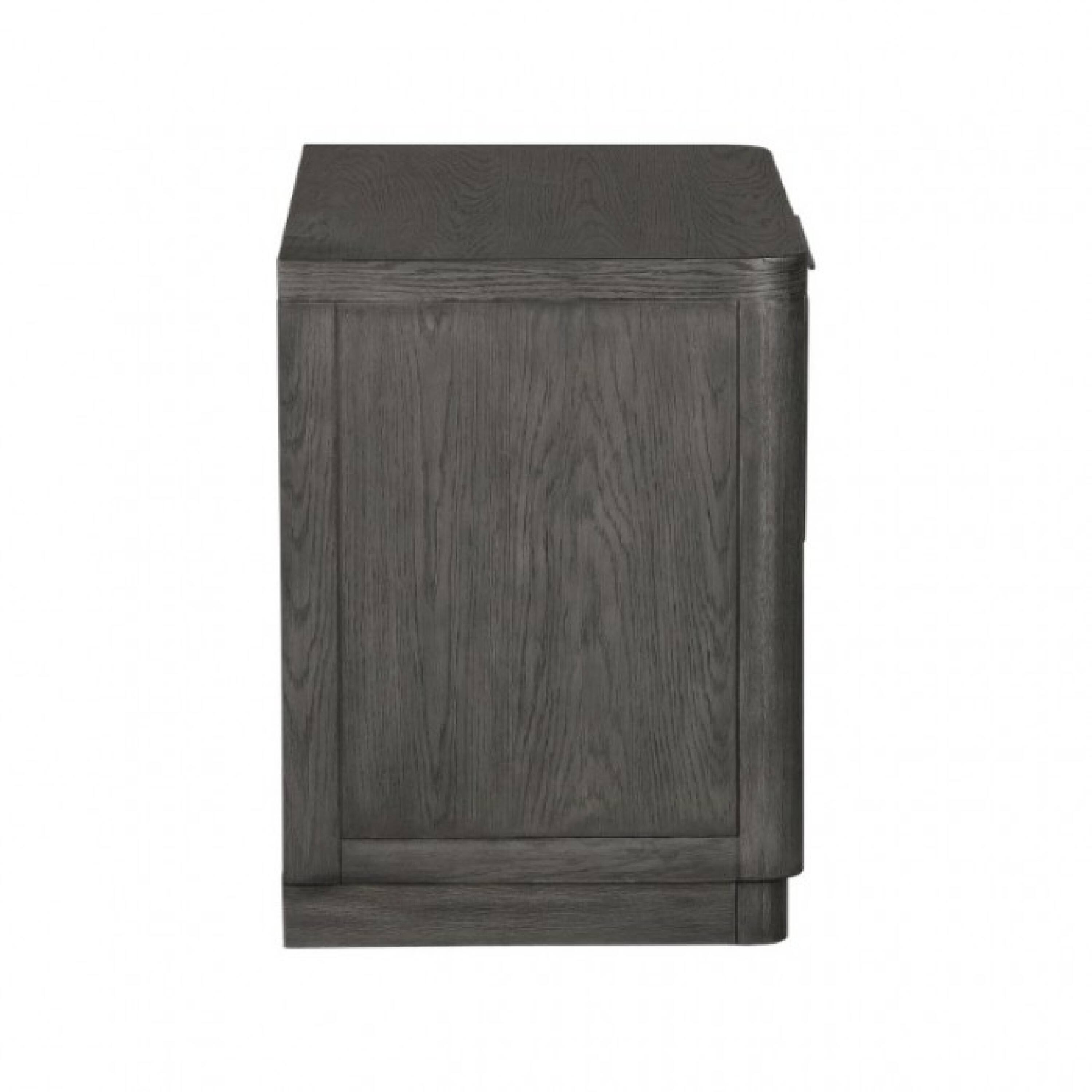 Alt View 2. Manhattan Lane - Zoko Nightstand Table with 2 USB Ports, Metal Accents - Ash Gray.