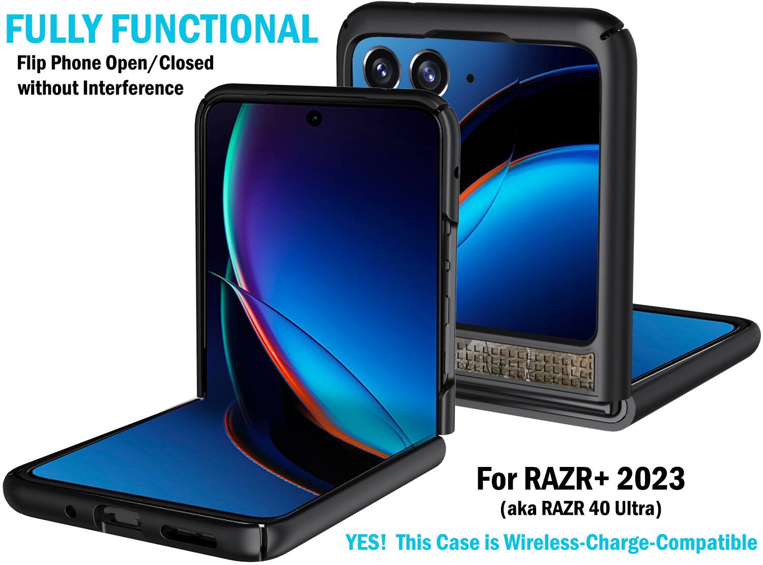 FULLY FUNCTIONAL Flip Phone Open/Closed without Interference For RAZR+ 2023 (aka RAZR 40 Ultra) YES! This Case is Wireless-Charge-Compatible