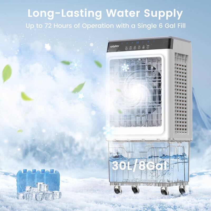 Long-Lasting Water Supply  
Up to 72 Hours of Operation with a Single 6 Gal Fill  

30L/8Gal
