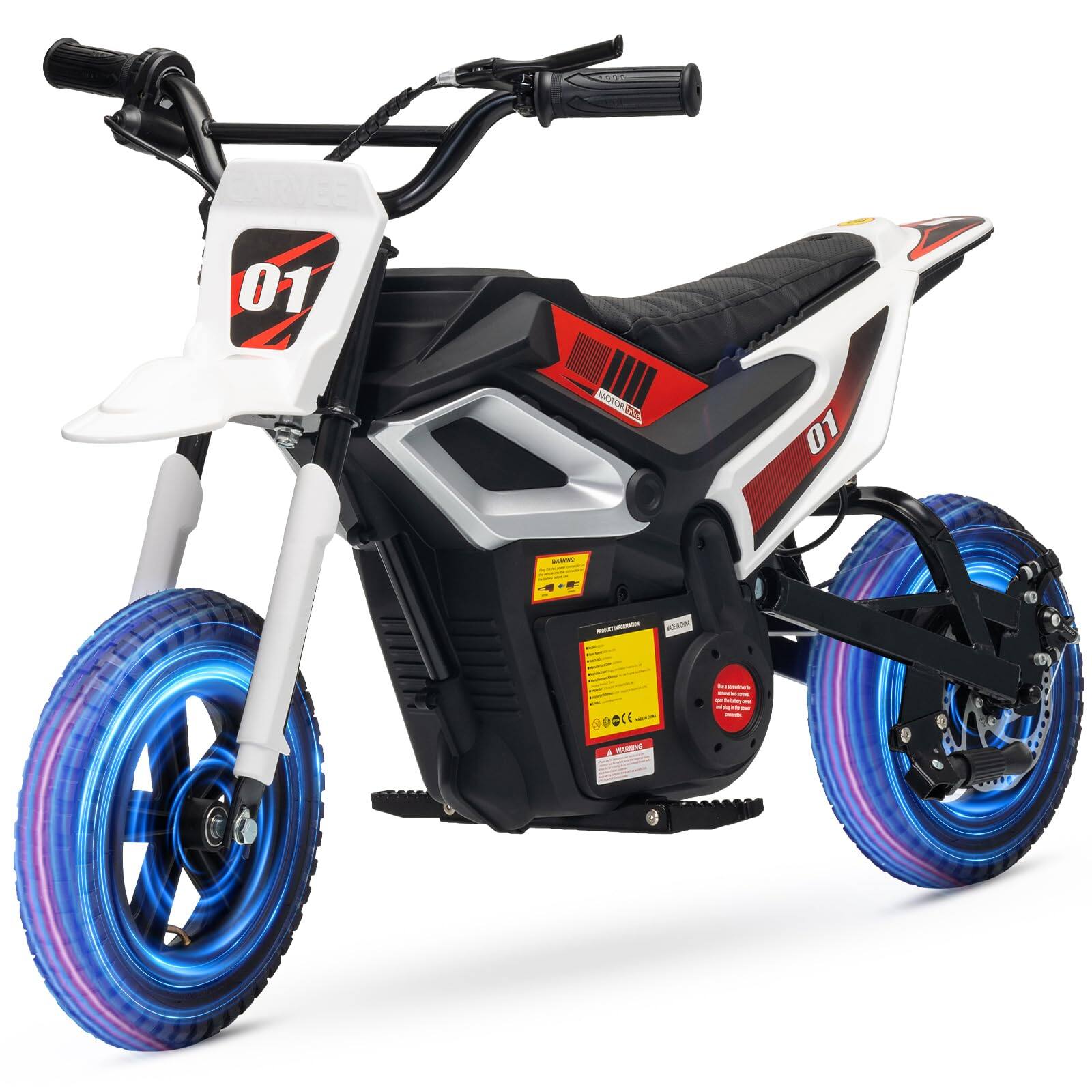 Babevy - 24V Electric Dirt Bike, 350w Kids Motorcycle, 13.67 Mph, Ride on Motorcycle with Rear Wheel Suspension, 12 Miles Range - White price history on PriceWatchPro