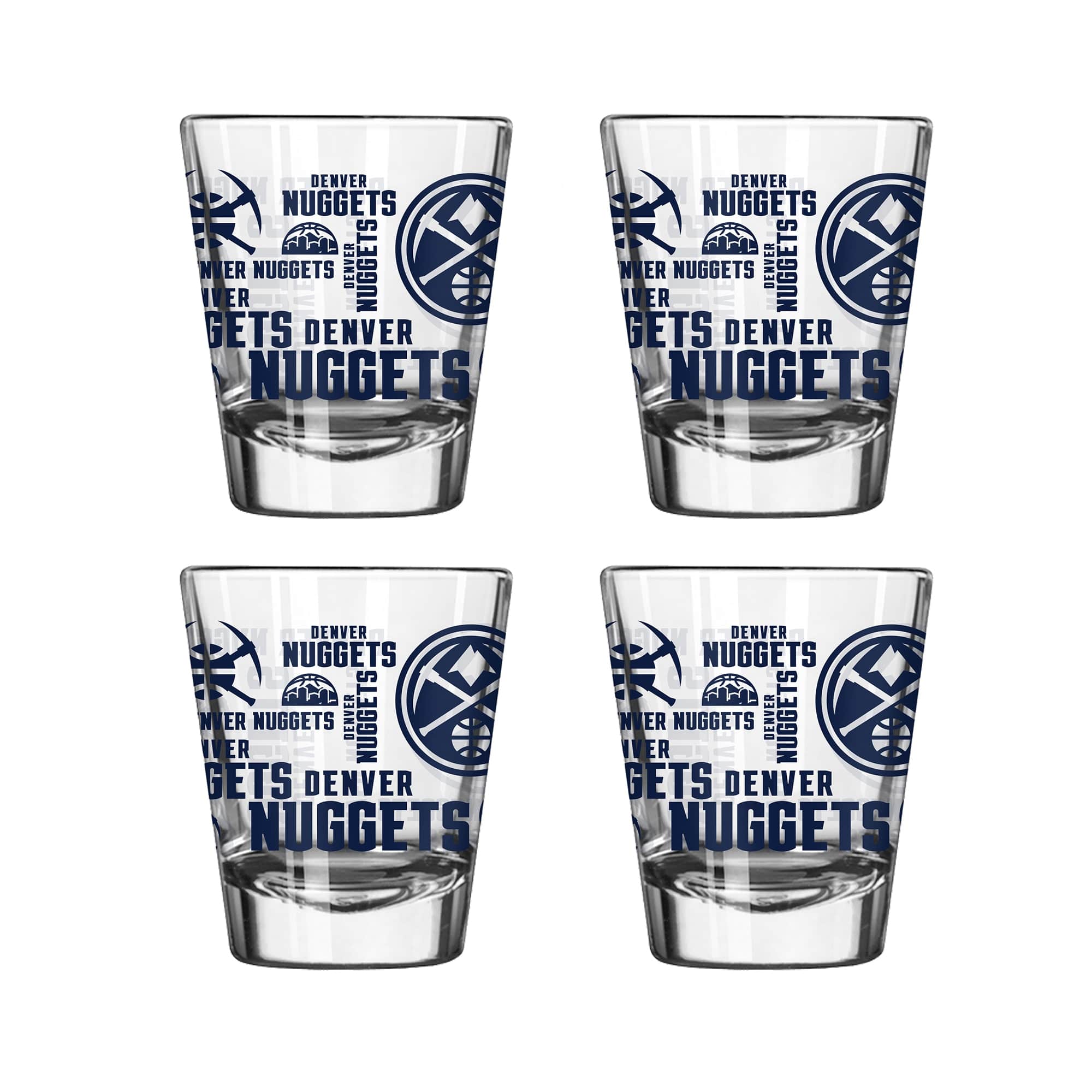Logo Brands - Denver Nuggets 4-Pack 2oz. Shot Glass Set - Multicolor
