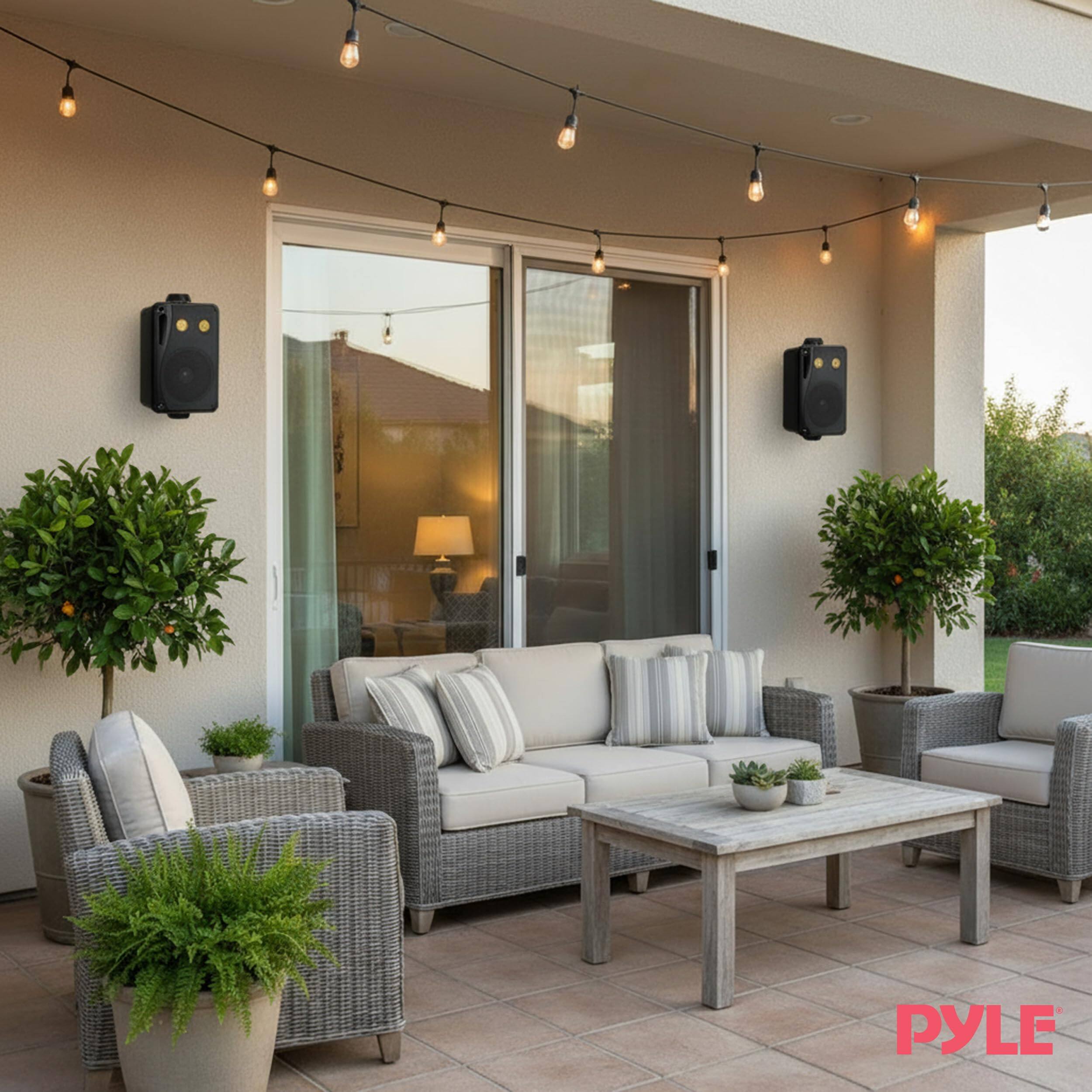 Alt View 5. Pyle - Pyle PLMR24B 3.5'' 200 Watt 3-Way Indoor/Outdoor Wall Mount Audio Speakers (Black, Pair) - Black.