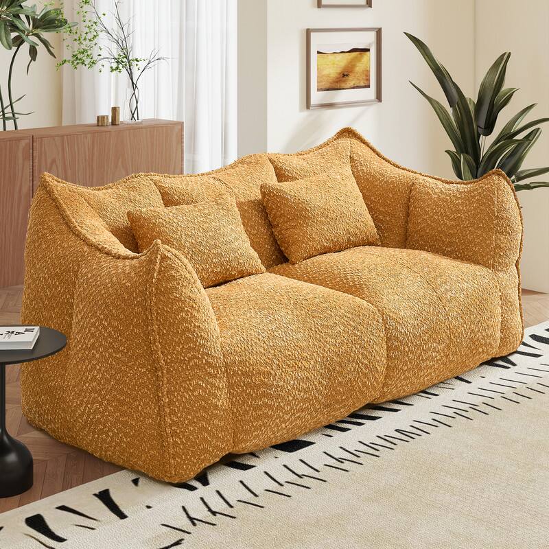 Left. Anysun - Anysun 2-Seater No Assembly Soft Comfortable Square Recliner Sofa with Armrests, High Resilience Foam - Yellow.