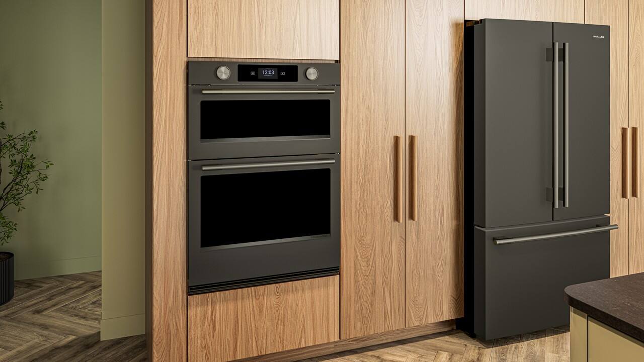 Alt View 10. KitchenAid - 30" Smart Built-In Electric Combination Wall Oven with Microwave and Intelligent Cooking Camera - Black Ore.