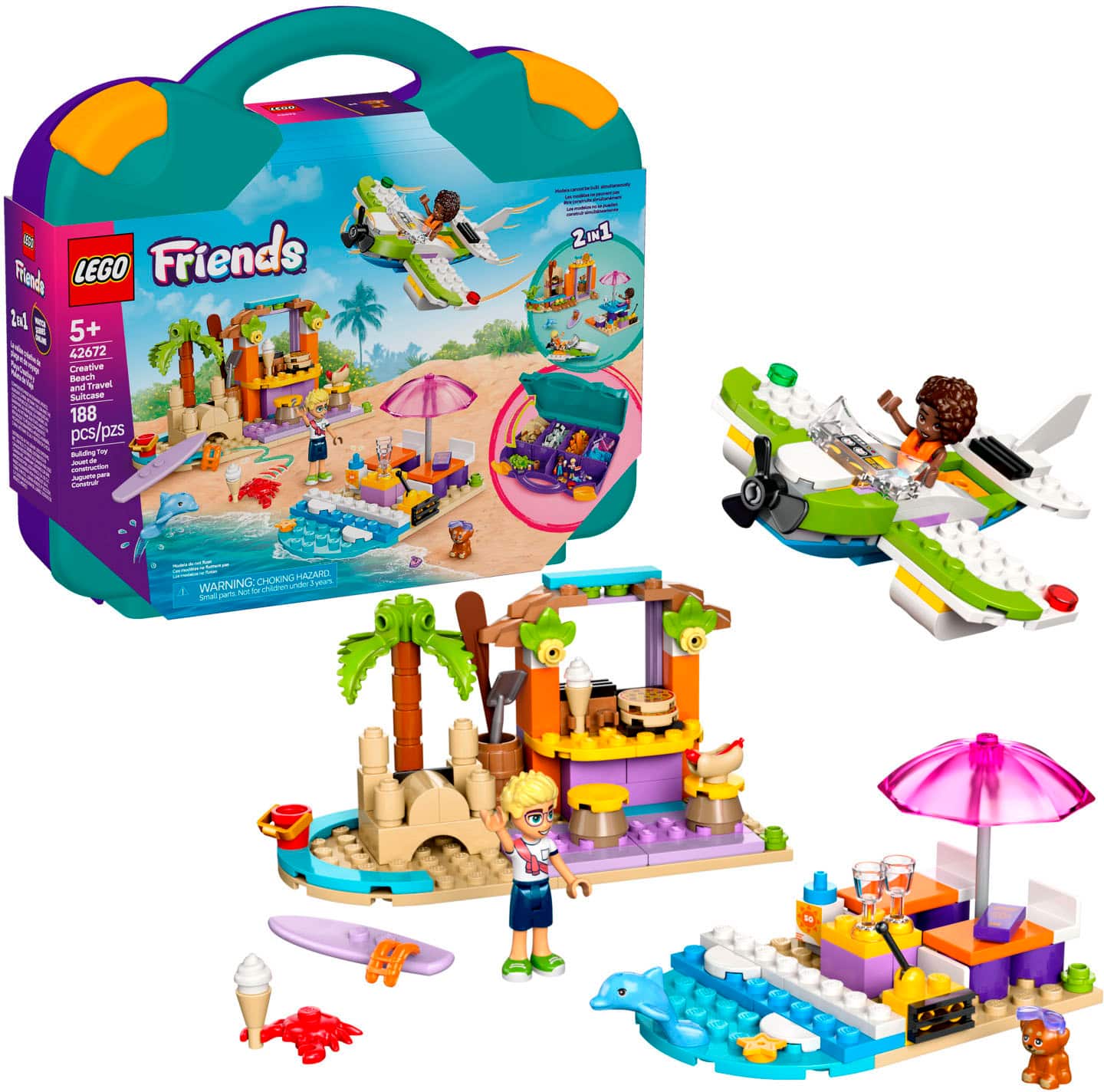 LEGO - Friends Creative Beach and Travel Suitcase Toy Building Set 42672 - Front_Zoom
