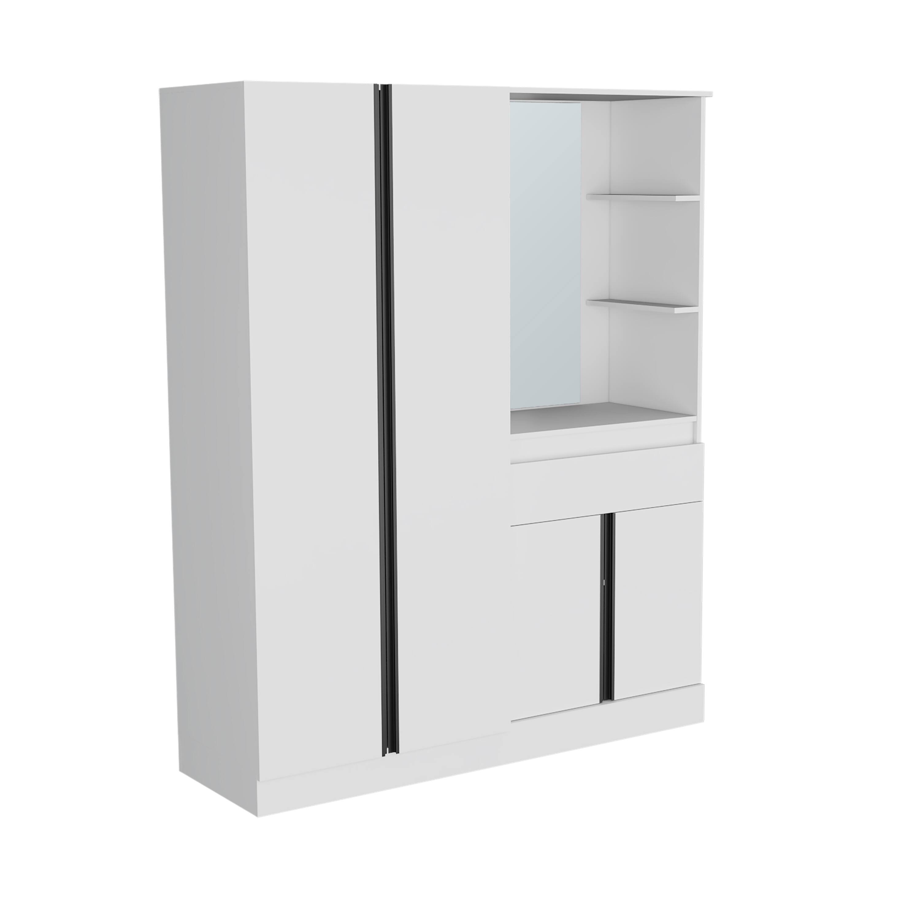 Alt View 1. TuHome - Kamelot Armoire With Double Doors, Hanging Rod And Interior Shelves - White.