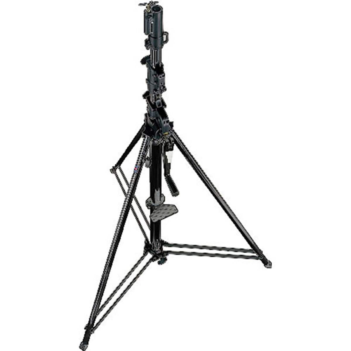 Manfrotto - 12' Wind-up Zinc Steel Lightstand with 5/8" Stud & 1-1/8" Female Receiver, 3 Section - 2 Riser, Max Load 66