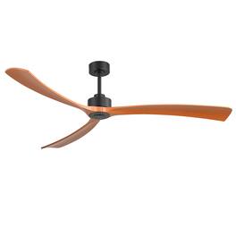 Breezary - 72 Inch Quiet Ceiling Fan with 3 Blades, DC Motor, 6 Speeds, Remote Control, Downrod Mount, Timer Function - 72-Inch Black and Walnut