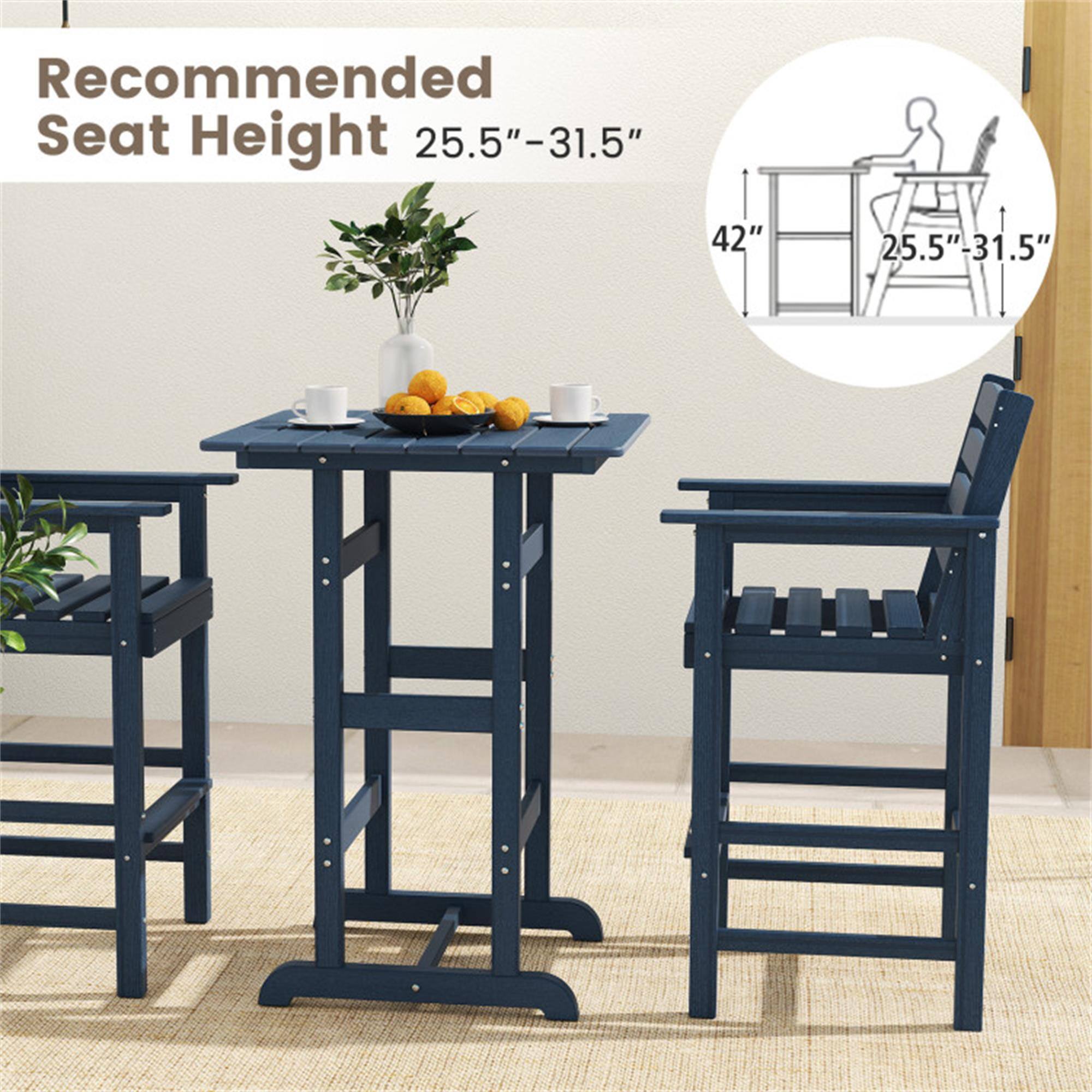 Recommended Seat Height 25.5" - 31.5"  
42"  
25.5" - 31.5"