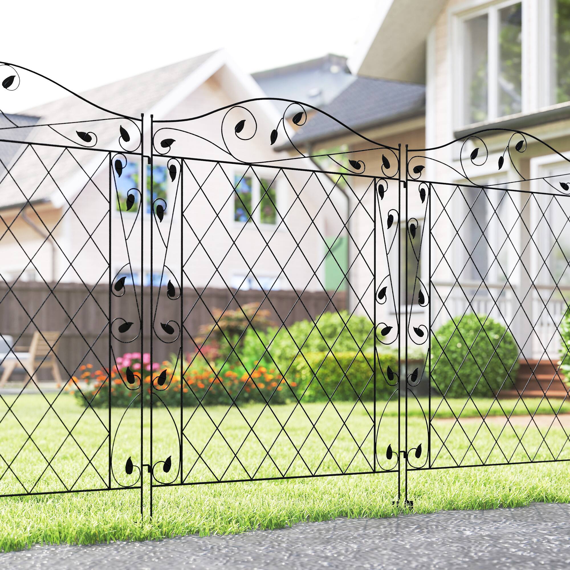 Alt View 1. Outsunny - Garden Fencing for Border Edging, Decor 11.5', 4 Pack - Black.