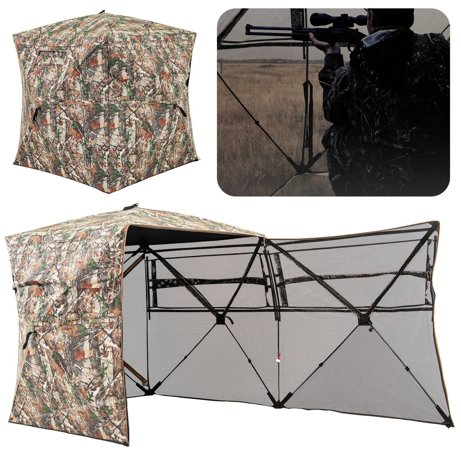 Alt View 6. Costway - Costway 360° One-Way See-Through Hunting Blind with Full-Open Door Portable Carry Bag - Camouflage.