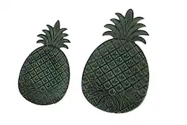 SPI Home - Verdigris Cast Iron Pineapple Decorative Trays Set of 2 - Green