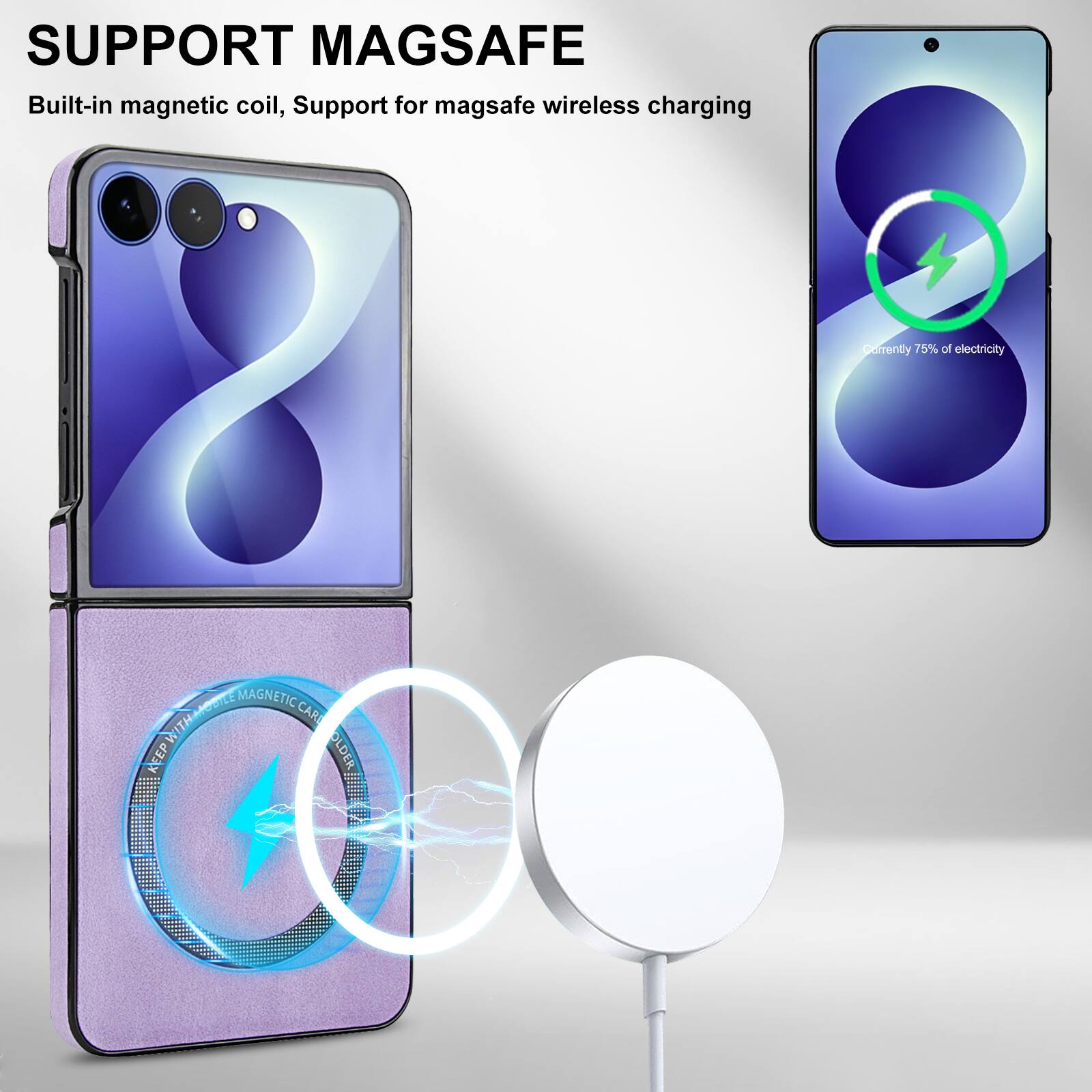 SUPPORT MAGSAFE

Built-in magnetic coil, Support for magsafe wireless charging

Currently 75% of electricity