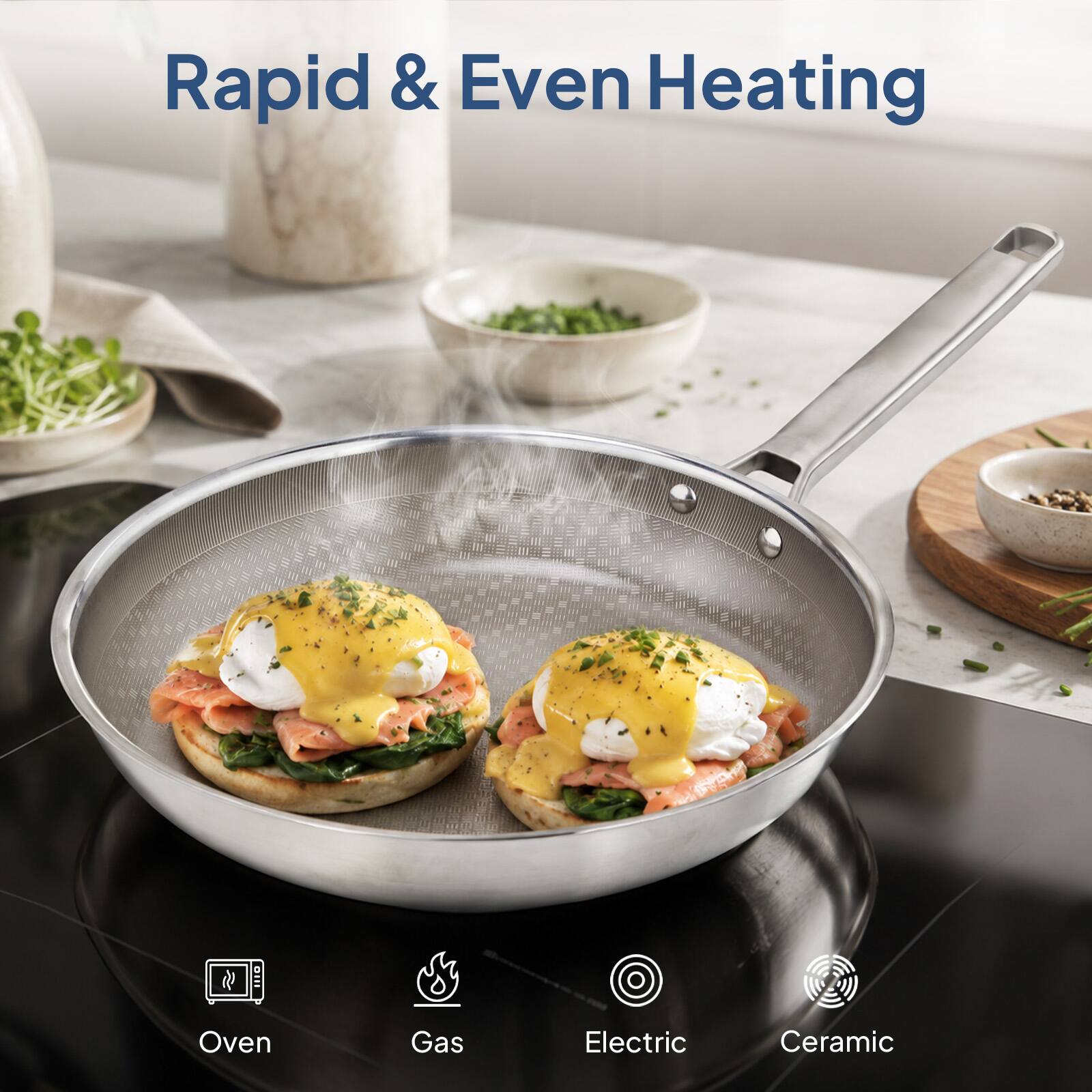 Rapid & Even Heating

Oven
Gas
Electric
Ceramic