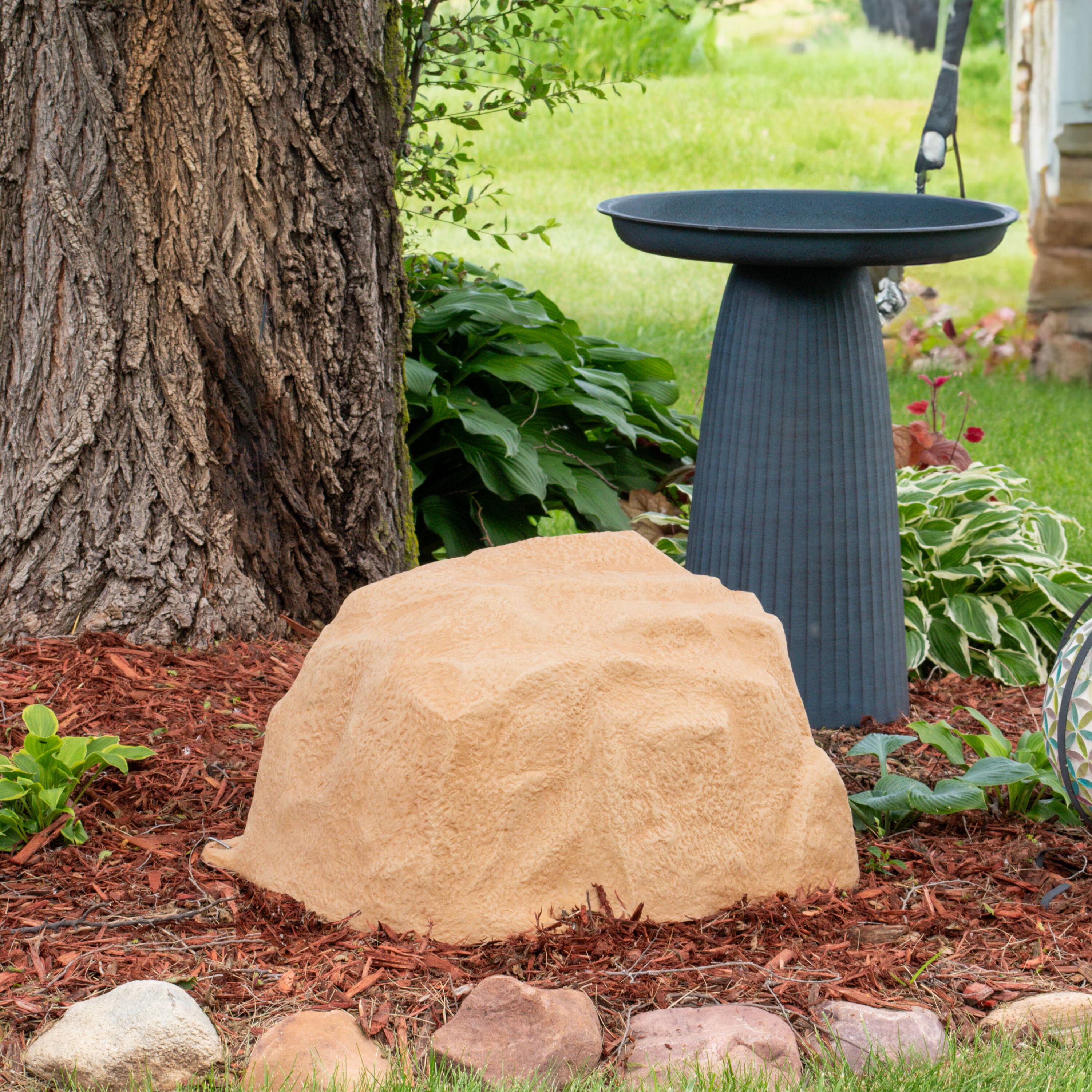 Alt View 7. Sunnydaze - Set of 2 Low-Profile Artificial Landscape Rock with Stakes - Sand.