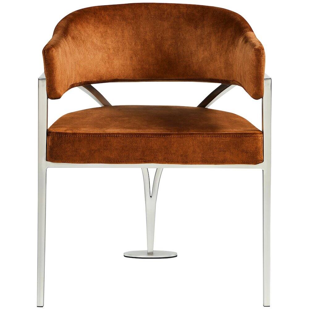 Alt View 2. Meridian Furniture - Madelyn Cognac Velvet Dining Chair, Set of 2 - Brown.