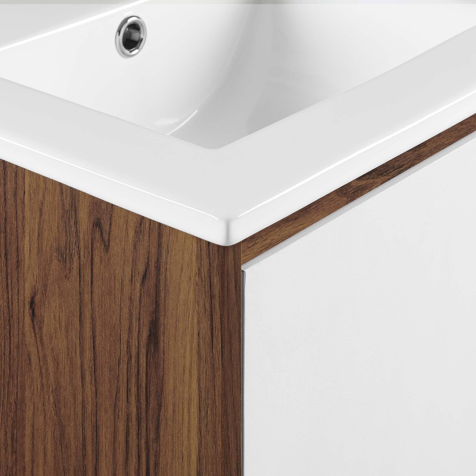 Alt View 6. Modway - Transmit Wall-Mount Bathroom Vanity Basin Included - Walnut White.