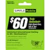 Simple Mobile Truly Unlimited+ $60 Talk & Text Plus High-Speed Data, Unlimited International Calling to 85+ Destinations** + $20 Worldwide Calling Credit, 15 GB Hotspot, 50 GB Cloud Storage, No-Contract 30-Day Plan, 5G Network. See back of card for details. Image does not depict coverage.