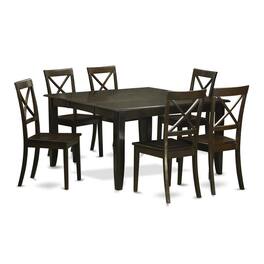 East West Furniture - 7 Pc Dining room set-Dinette Table with Leaf and 6 Dinette Chairs - Cappuccino