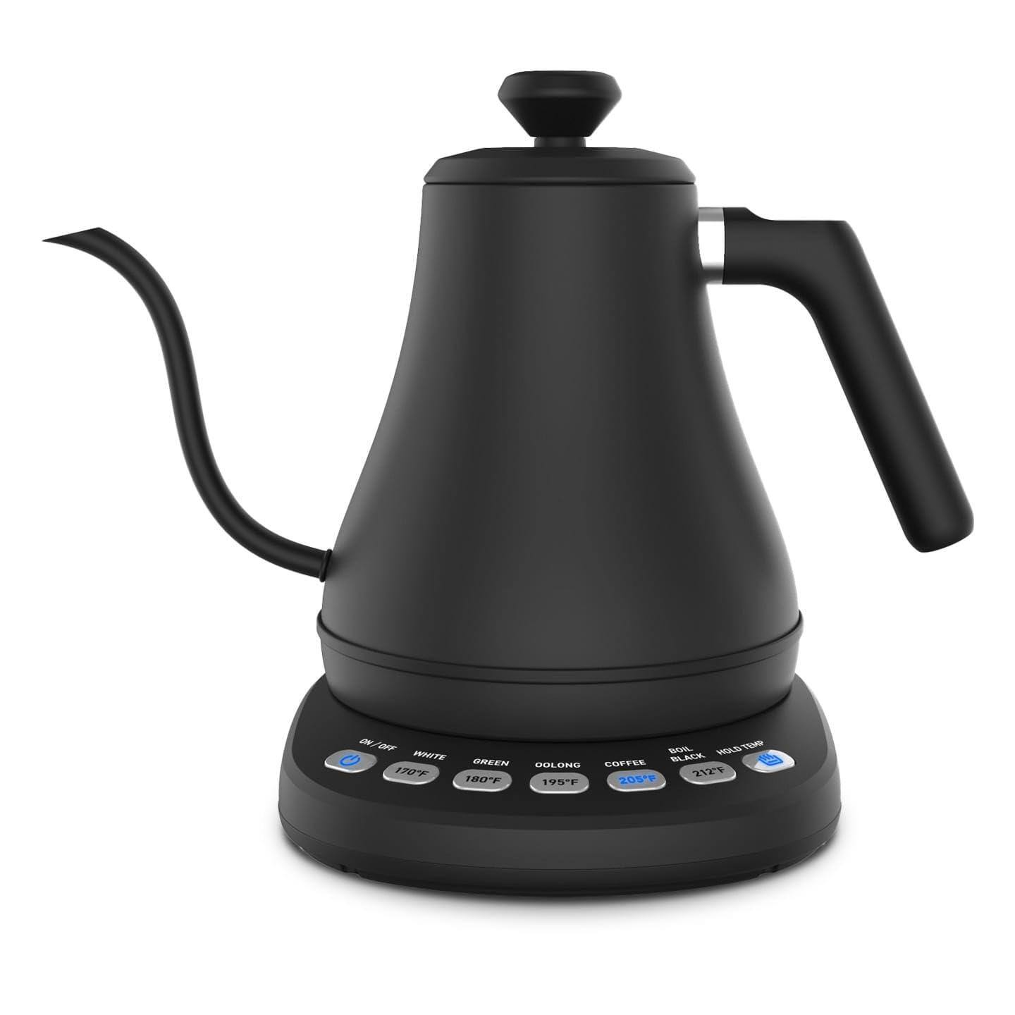 Dapper Styles - Electric Gooseneck Kettle Smart With Variable Temperature Control Pour Over Coffee & Tea Maker Stainless St - Black-0.8 Quarts