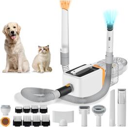 U-HOMY - Dog Grooming Vacuum Kit, 3-in-1 Pet Grooming, Vacuum & Drying with 7 Suction Levels & 6 Tools