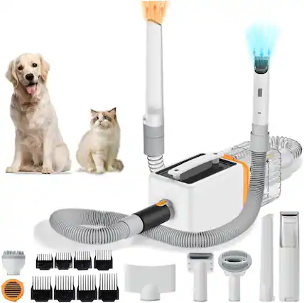 Front. U-HOMY - Dog Grooming Vacuum Kit, 3-in-1 Pet Grooming, Vacuum & Drying with 7 Suction Levels & 6 Tools.