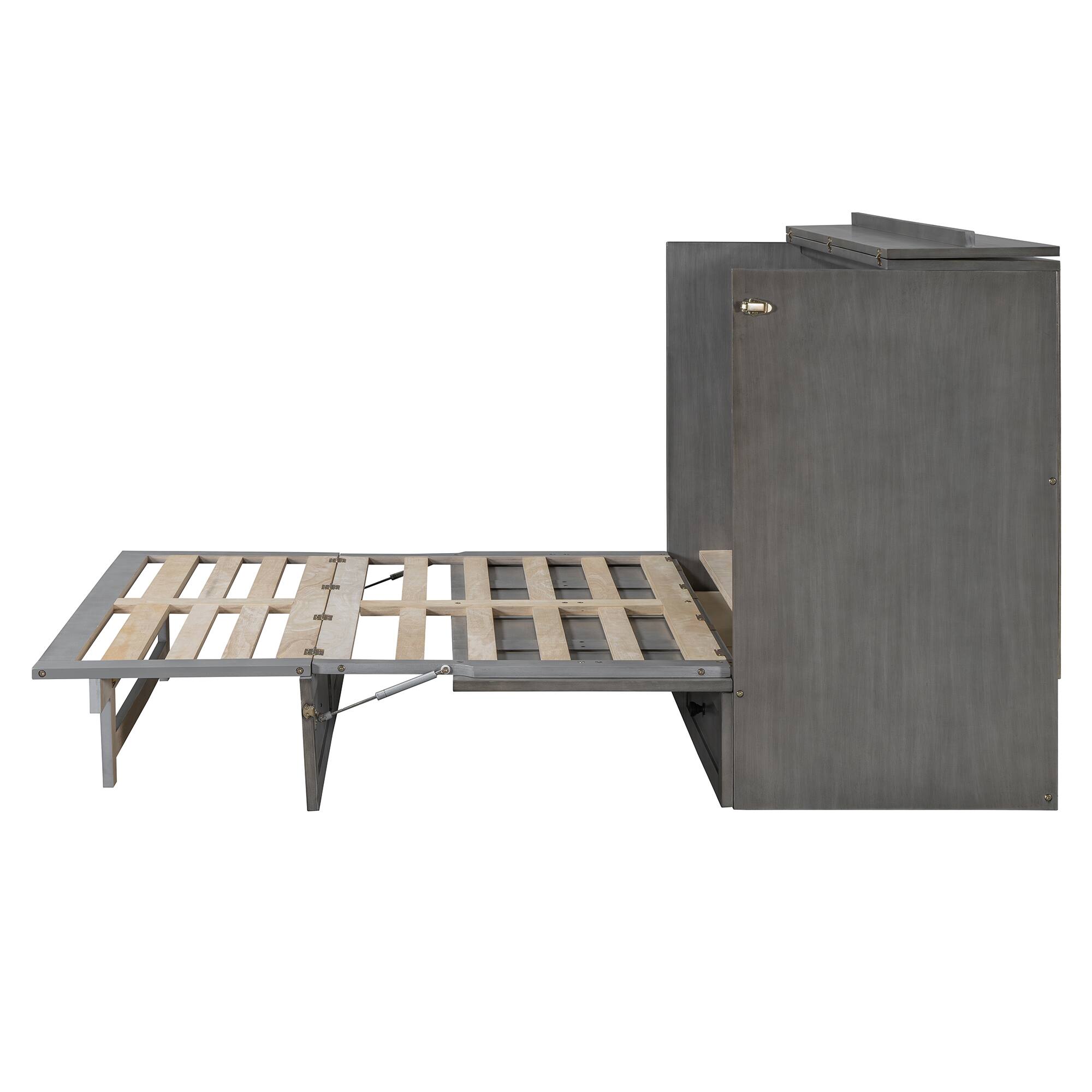 Alt View 9. Tiramisubest - Full Size Murphy Bed, Gray, 76x56x43 inches, Space-Saving - Gray.