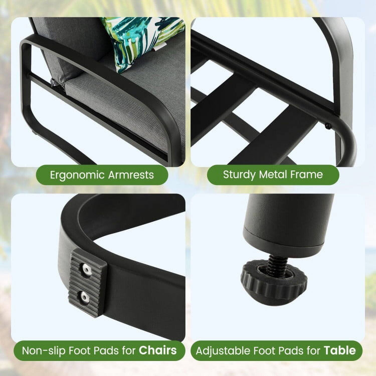 Ergonomic Armrests  
Sturdy Metal Frame  
Non-slip Foot Pads for Chairs  
Adjustable Foot Pads for Table