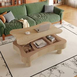 Loheer - Lift Top Coffee Table with Hidden Storage - Natural Wood