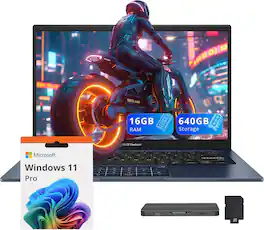 ASUS - Vivobook 14" FHD Business Laptop,Intel i5-1334U,16GB RAM,512GB SSD+128GB Docking Station Set,Win 11 Pro - Blue