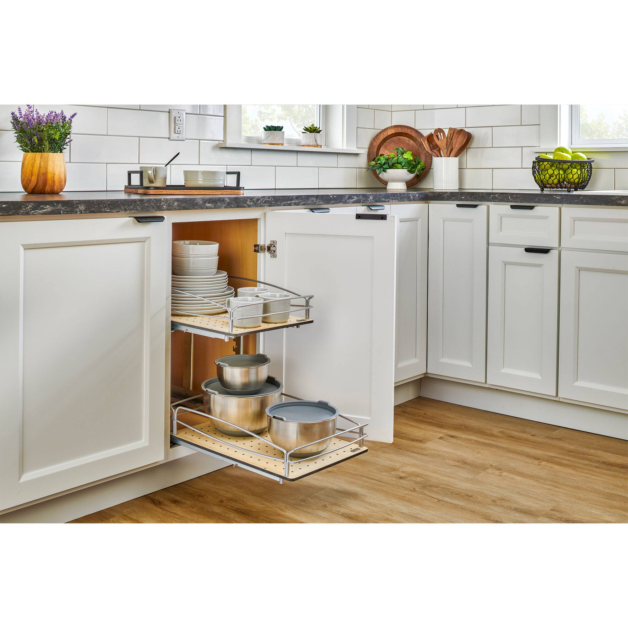 Alt View 10. Rev-A-Shelf - Rev-A-Shelf Two-Tier Solid Bottom Pullout Base Cabinet Organizer, 54BK-21SC-2-1 - Silver.