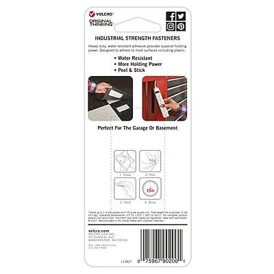**VELCRO ORIGINALS**

**INDUSTRIAL STRENGTH FASTENERS**

Heavy duty, water resistant adhesive provides superior holding power. Designed to adhere to most surfaces including plastic.

- Water Resistant
- More Holding Power
- Peel & Stick

Perfect For The Garage Or Basement

**1 1/2"**

**VELCRO.COM**

**VELCRO STiSE 112827**

**0 75967 90200 4**

**12827**