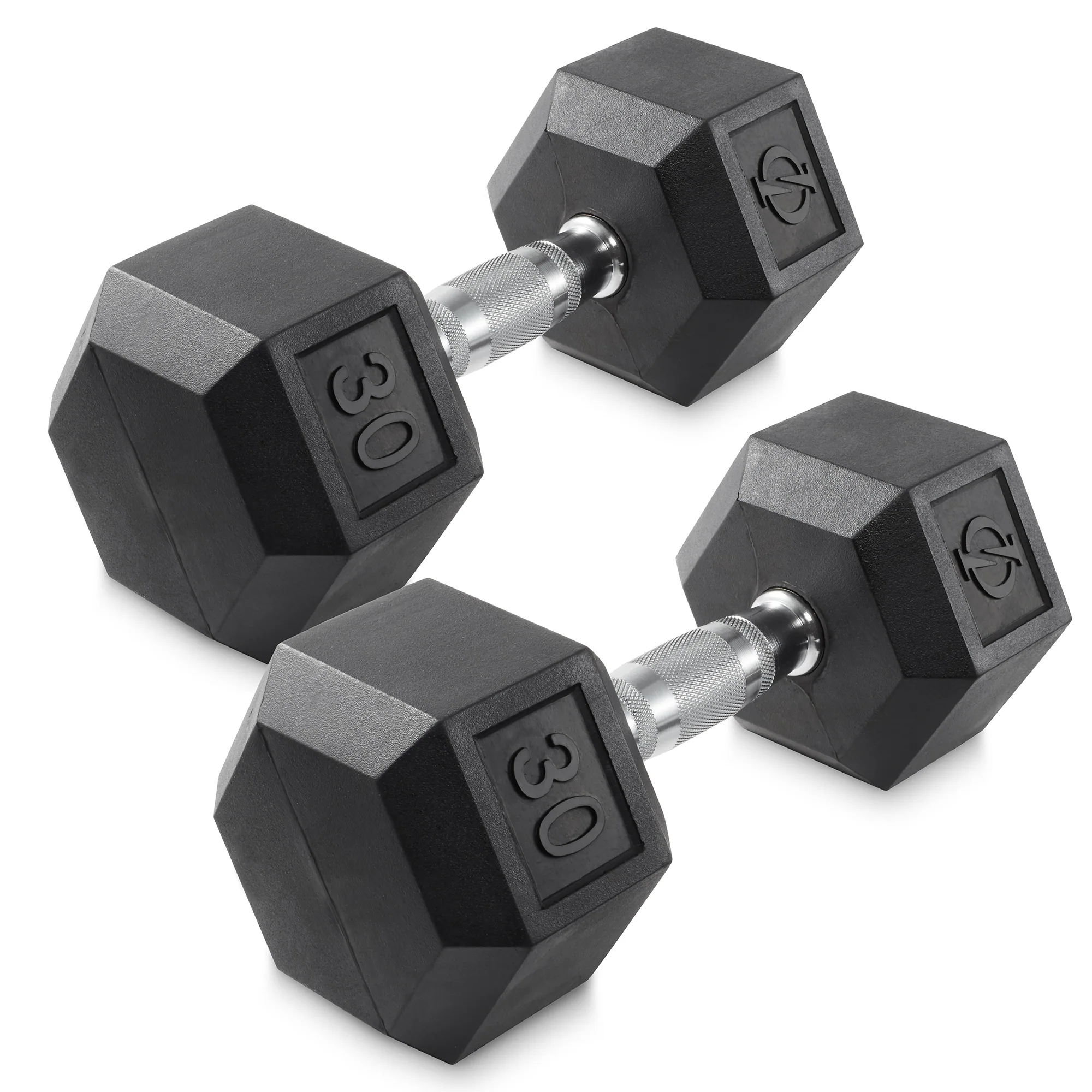 Philosophy Gym - Pair of Rubber Coated Hex Dumbbell - Cast Iron Hand Weight Set - Black