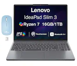 Lenovo - Upgraded - IdeaPad Slim 3 Laptop 15.3 WUXGA Display (Ryzen 7 170, 16GB, 1TB SSD, Win 11 Pro) w/Dockztorm Wireless Mouse - Luna Grey